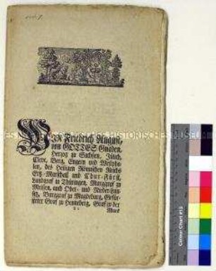 Mandat von Friedrich August III. Kurfürst von Sachsen betreffs Maßnahmen zur Feuerbekämpfung und gegen die Ausbreitung von Feuersbrünsten