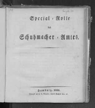 Special-Rolle des Schuhmacher-Amtes