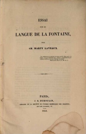 Essai sur la langue de La Fontaine