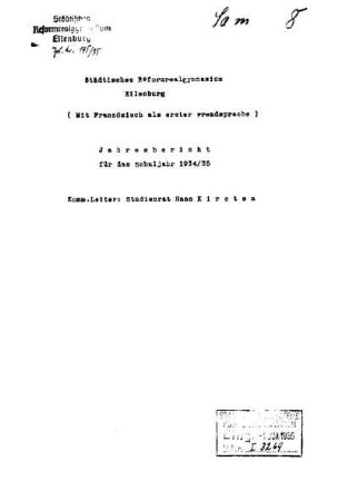 1934/35: Jahresbericht über das Schuljahr ... - 1934/35