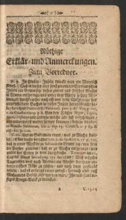 Nöthige Erklär- und Anmerckungen.