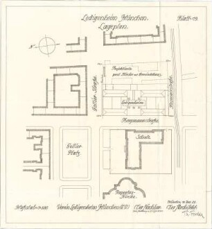 Fischer, Theodor; München - Westend, Bergmannstr.; Ledigenheim - Lageplan