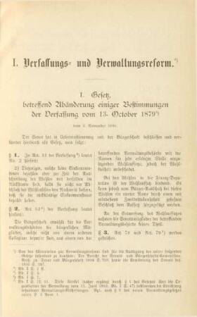 I. Verfassungs- und Verwaltungsreform