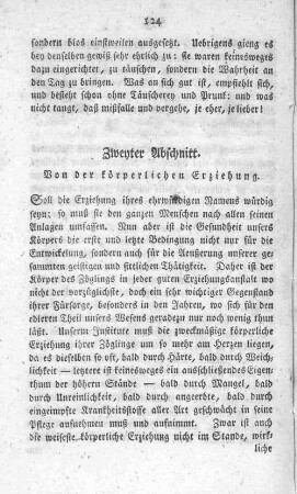 Zweyter Abschnitt. Von der körperlichen Erziehung.
