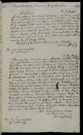 Zustimmung zur Aufnahme des Kerzenziehers Johann Nicolaus Glaser als Universitätsverwandter auf Probe.