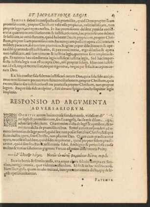 Responsio Ad Argumenta Adversariorum.