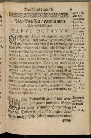 Caput Octavum. Von Brieffen/ darinn man sich entschüldigt.
