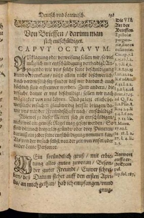 Caput Octavum. Von Brieffen/ darinn man sich entschüldigt.