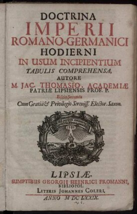 Doctrina Imperii Romano-Germanici Hodierni : In Usum Incipientium Tabulis Comprehensa