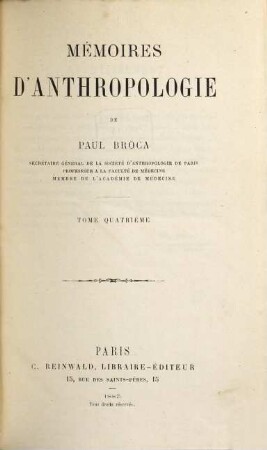 Mémoires d'Anthropologie, 4