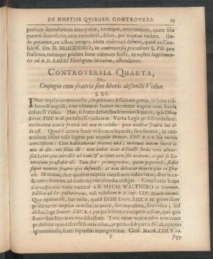 Controversia Quarta, De Conjugio cum fratris sine liberis defuncti Vidua