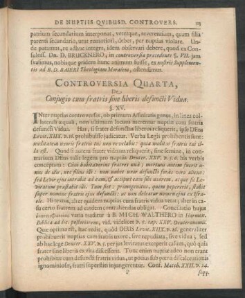 Controversia Quarta, De Conjugio cum fratris sine liberis defuncti Vidua