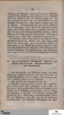 IX. Landwirthschaft