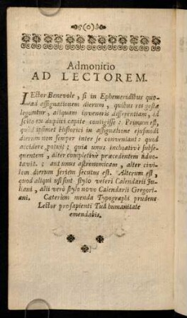 Admonitio ad Lectorem