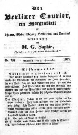 No. 791, Mittwoch, den 23. September 1829