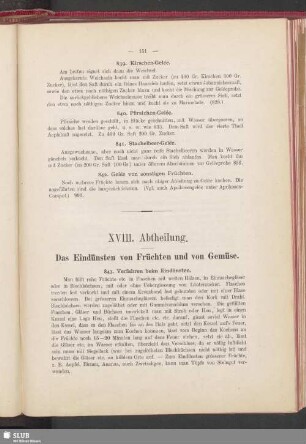 XVIII. Abtheilung. Das Eindünsten von Früchten und von Gemüse