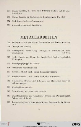 Metallarbeiten (Nr. 573-588)