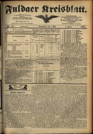 Erste Ausgabe vom Samstag, den 01. Mai 1909.