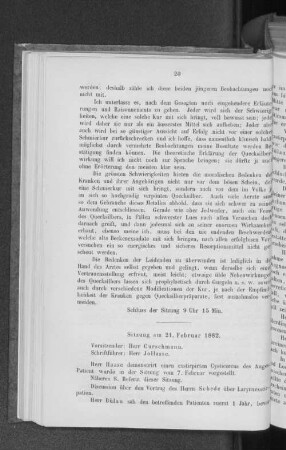 Sitzung vom 21. Februar 1882.