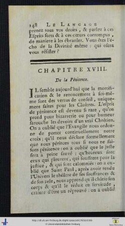 Chap. XVIII. De la Pénitence.