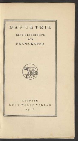 Das Urteil : eine Geschichte