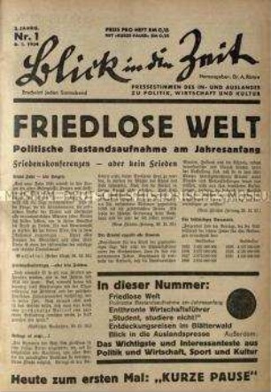 Regimekritische sozialdemokratische Wochenzeitschrift "Blick in die Zeit" Jg. 1934, Nr. 1-52