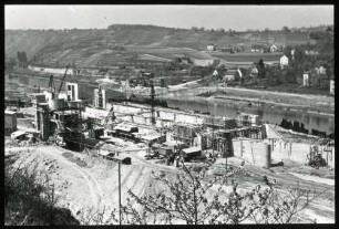Besigheim, Schleuen im Bau, flussaufwärts