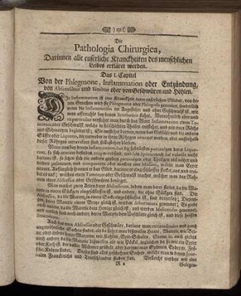 Die Pathologia Chirurgica, Darinnen alle euserliche Kranckheiten des menschlichen Leibes erkläret werden