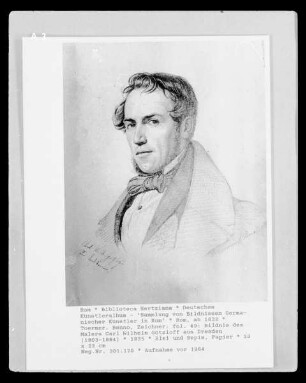 Deutsches Künstleralbum: Sammlung von Bildnissen Germanischer Künstler in Rom — fol. 49: Bildnis des Malers Carl Wilhelm Götzloff aus Dresden (1803-1884)