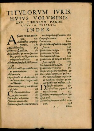 Titulorum Iuris ... Index