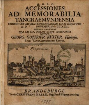 Accessiones ad Memorabilia Tangraemundensia