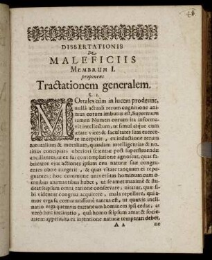 Membrum I. proponens Tractionem generalem.