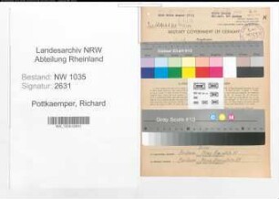 Entnazifizierung Richard Pottkaemper , geb. 21.03.1907 (Magazinangestellter)