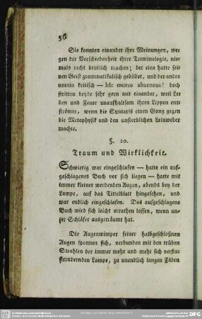 §. 20. Traum und Wirklichkeit