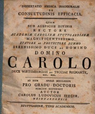 Dissertatio medica inauguralis de consuetudinis efficacia