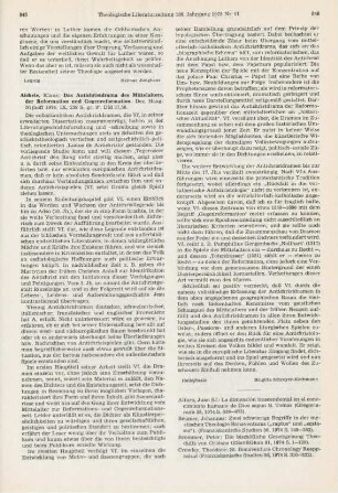845-846 [Rezension] Aichele, Klaus, Das Antichristdrama des Mittelalters der Reformation und Gegenreformation