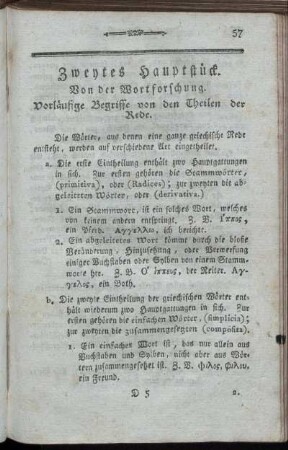 Zweytes Hauptstück. Von der Wortforschung