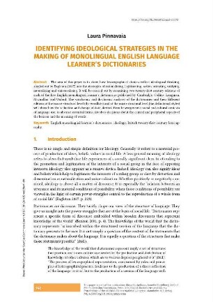 Identifying ideological strategies in the making of monolingual English language learner's dictionaries