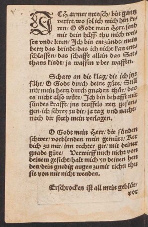 JCH armer mensch/ bin gantz || verirt/ wo sol ich mich hin ke=||ren/
