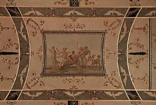 Kampf der Laphiten und Kentauren, zwei Knaben auf einem Ziegenbock und Rangelei zwischen Pan und Amor (nach antiken Mosaiken)