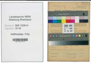 Entnazifizierung Fritz Hoffmeister , geb. 16.12.1911 (Arbeiter)