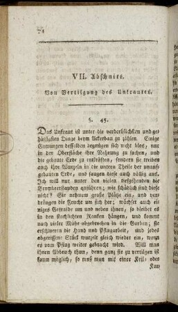 VII. Abschnitt. Von Vertilgung des Unkrautes.