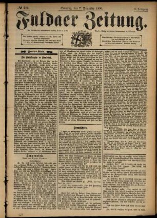 Zweite Ausgabe vom Sonntag, den 07. Dezember 1890.