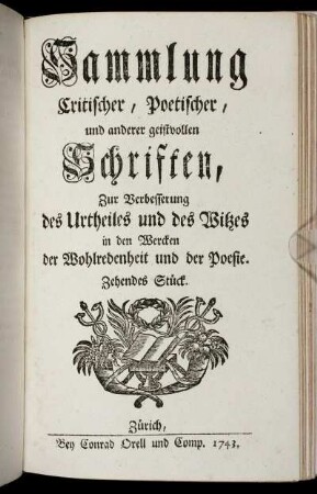 10: Sammlung critischer, poetischer und anderer geistvollen Schriften