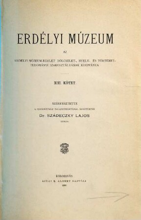 Erdélyi múzeum. 13. 1896