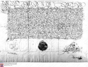 Kaiser Ferdinand III belehnt des Reiches getreuen Friedrich Heinrich Wambold mit 400 Goldgulden zahlbar durch die Reichsstadt Augsburg auf Lebenszeit
