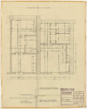 GDF Wüstenrot, Ludwigsburg Innenausbau: WC Haupttreppe 11., 12. Obergeschoss: Grundriss 1:20