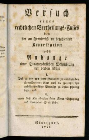 1-36, Versuch eines rechtlichen Vertheilungs-Fusses
