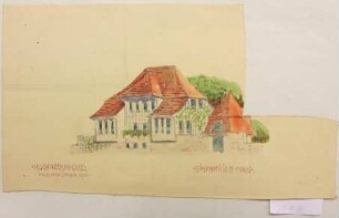 Einfamilien-Haus [Rückseite: skizzenhafte Studien zu einem Innenraum und einem Portal]
