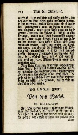 Der LXXX. Artickel. Von dem Wachs.